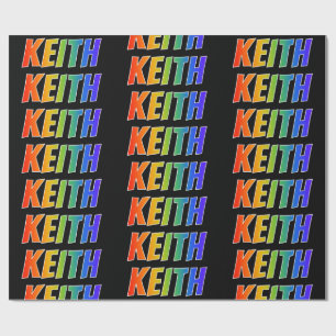 Rainbow First Name "KEITH"; Fun & Colourful Wrapping Paper