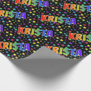 Rainbow First Name "KRISTA" + Stars Wrapping Paper