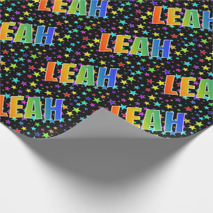 Rainbow First Name "LEAH" + Stars Wrapping Paper