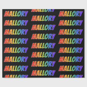 Rainbow First Name "MALLORY"; Fun & Colourful Wrapping Paper