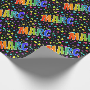 Rainbow First Name "MARC" + Stars Wrapping Paper