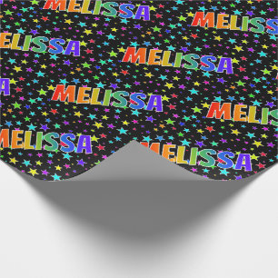 Rainbow First Name "MELISSA" + Stars Wrapping Paper
