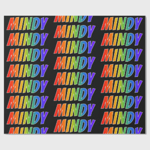 Rainbow First Name "MINDY"; Fun & Colourful Wrapping Paper
