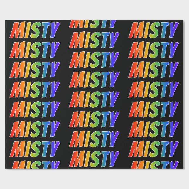 Rainbow First Name "MISTY"; Fun & Colourful Wrapping Paper (Flat)