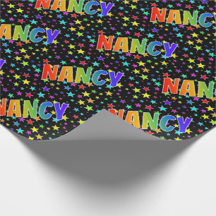 Rainbow First Name "NANCY" + Stars Wrapping Paper