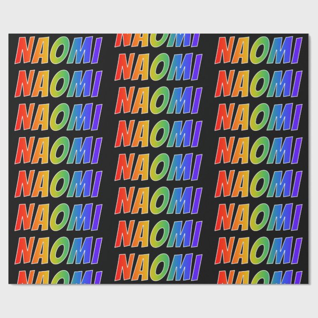 Rainbow First Name "NAOMI"; Fun & Colourful Wrapping Paper (Flat)