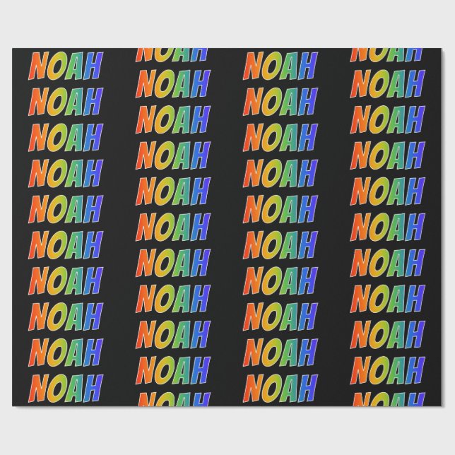 Rainbow First Name "NOAH"; Fun & Colourful Wrapping Paper (Flat)