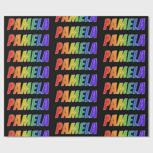 Rainbow First Name "PAMELA"; Fun & Colourful Wrapping Paper
