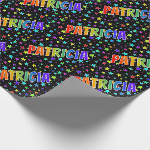 Rainbow First Name "PATRICIA" + Stars Wrapping Paper