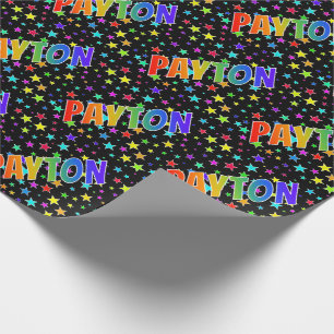 Rainbow First Name "PAYTON" + Stars Wrapping Paper