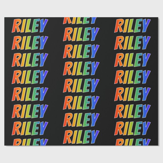 Rainbow First Name "RILEY"; Fun & Colourful Wrapping Paper (Flat)