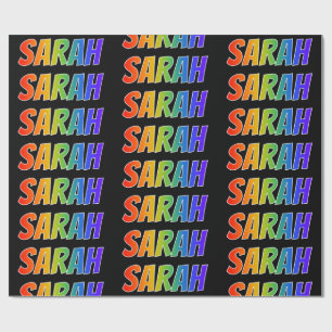 Rainbow First Name "SARAH"; Fun & Colourful Wrapping Paper