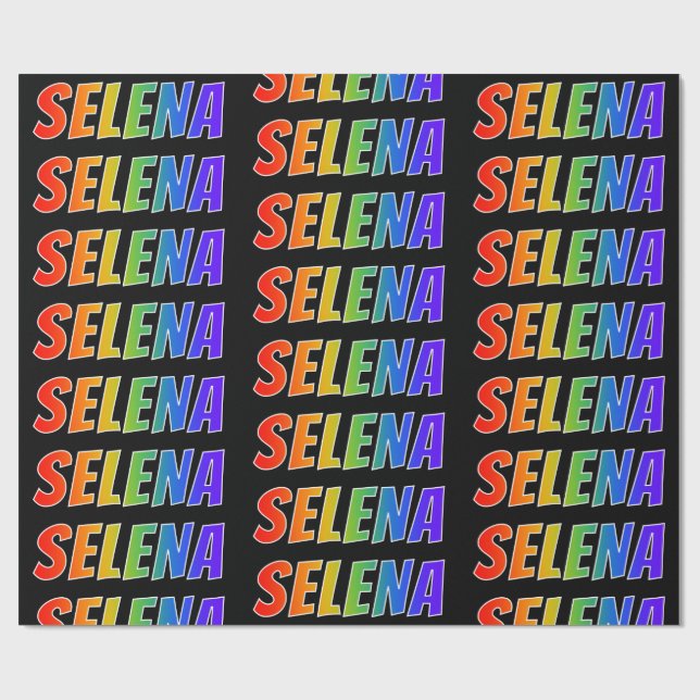 Rainbow First Name "SELENA"; Fun & Colourful Wrapping Paper (Flat)