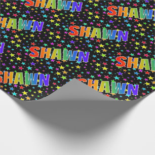Rainbow First Name "SHAWN" + Stars Wrapping Paper