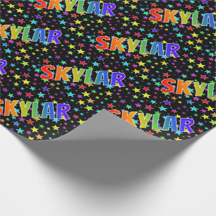 Rainbow First Name "SKYLAR" + Stars Wrapping Paper