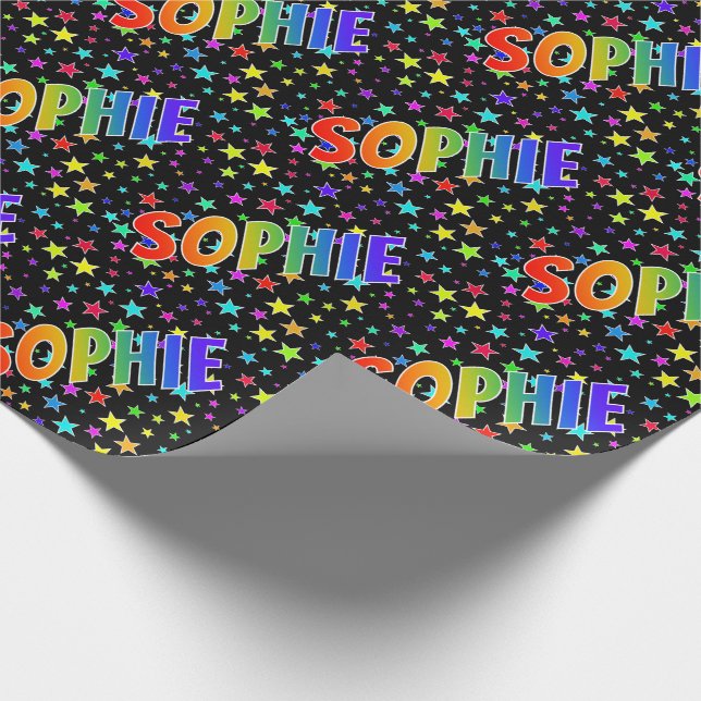 Rainbow First Name "SOPHIE" + Stars Wrapping Paper (Corner)