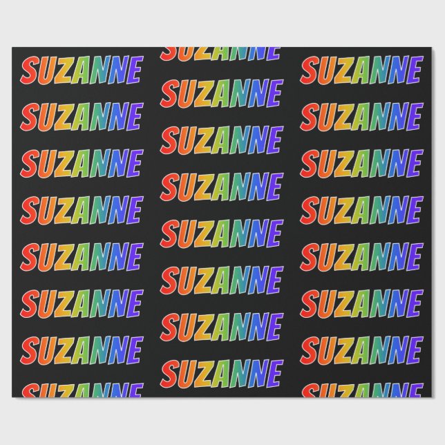 Rainbow First Name "SUZANNE"; Fun & Colourful Wrapping Paper (Flat)