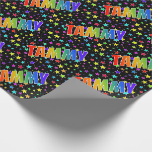 Rainbow First Name "TAMMY" + Stars Wrapping Paper