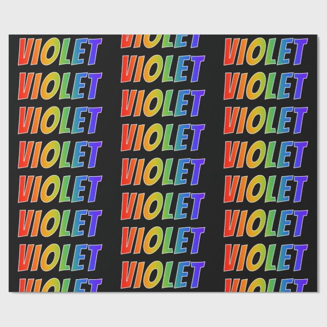 Rainbow First Name "VIOLET"; Fun & Colourful Wrapping Paper (Flat)