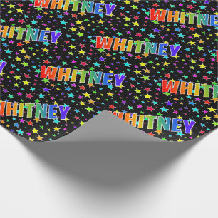 Rainbow First Name "WHITNEY" + Stars Wrapping Paper