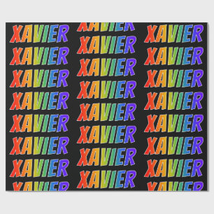 Rainbow First Name "XAVIER"; Fun & Colourful Wrapping Paper