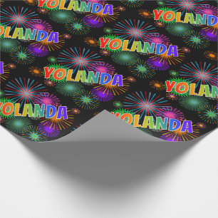 Rainbow First Name "YOLANDA" + Fireworks Wrapping Paper