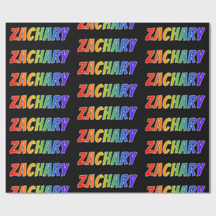 Rainbow First Name "ZACHARY"; Fun & Colourful Wrapping Paper