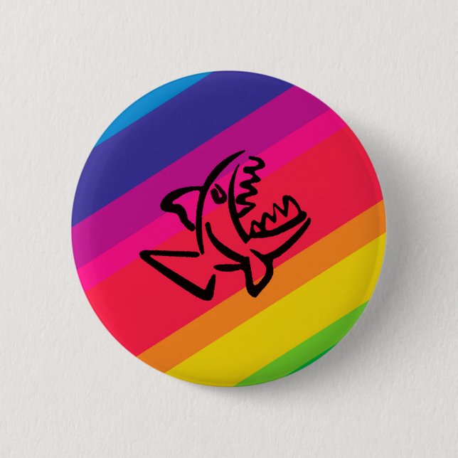 Rainbow fish 6 cm round badge (Front)