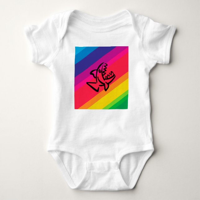 Rainbow fish baby bodysuit (Front)