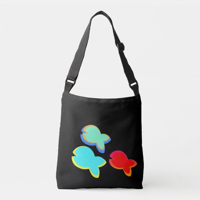 Rainbow Fish Black      Crossbody Bag (Front)