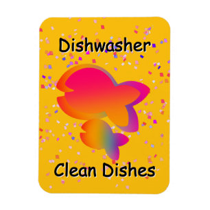 Rainbow Fish DISHWASHER Clean Dishes Yellow  Magnet