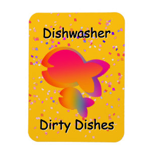 Rainbow Fish DISHWASHER Dirty Dishes Yellow  Magnet