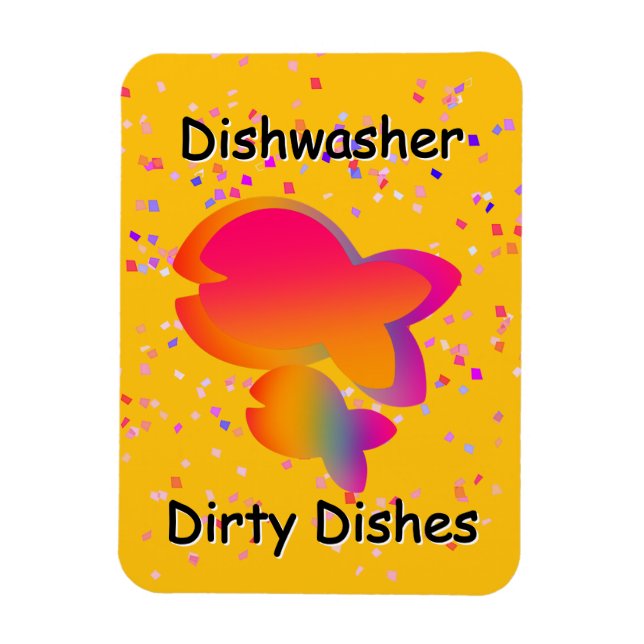 Rainbow Fish DISHWASHER Dirty Dishes Yellow  Magnet (Vertical)