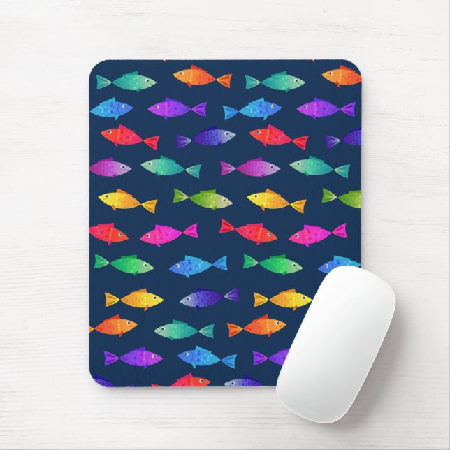 Rainbow fish in ocean cute colourful pattern mouse pad (With Mouse)