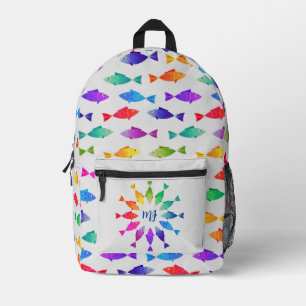 Rainbow fish in ocean cute colourful pattern printed backpack