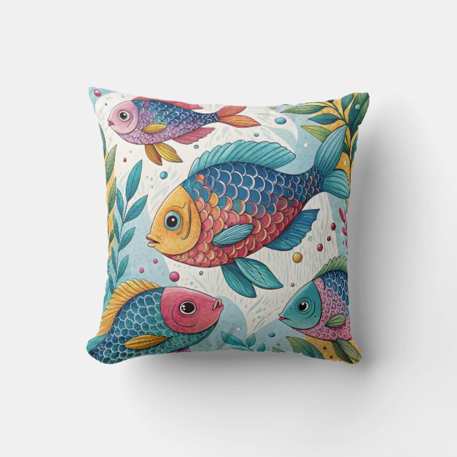 Rainbow Fish in Underwater Cushion (Front)