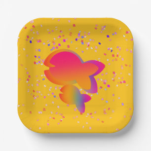 Rainbow Fish Kids Yellow Birthday Paper Plate