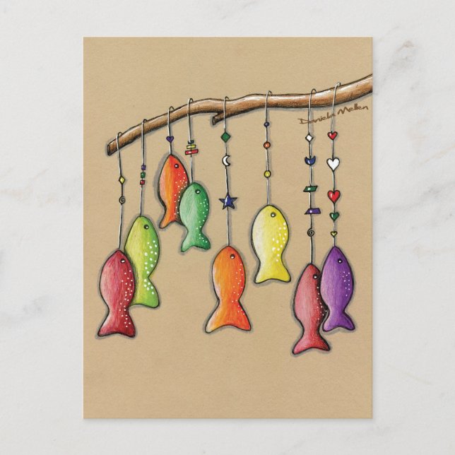 Rainbow Fish on Hooks Postcard (Front)