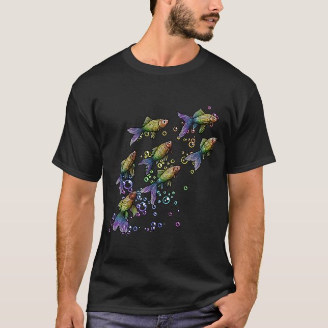 Rainbow Fish With Bubbles T-Shirt (Front)
