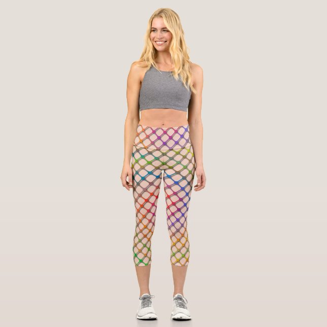 Rainbow Fishnets Capri Leggings (Front)