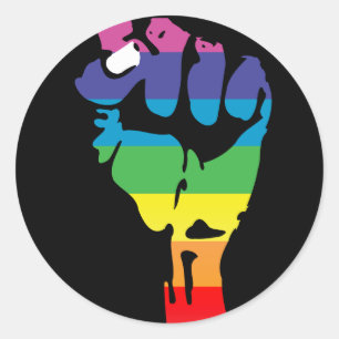 rainbow fist. classic round sticker
