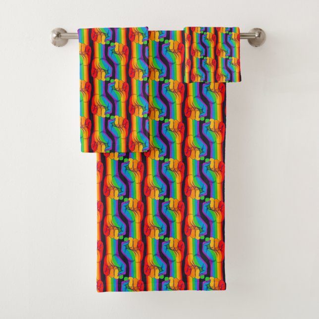 Rainbow Fist Pattern Bath Towel Set (Insitu)