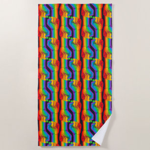 Rainbow Fist Pattern Beach Towel