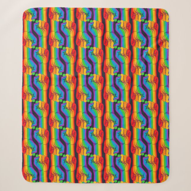 Rainbow Fist Pattern Sherpa Blanket (Front)