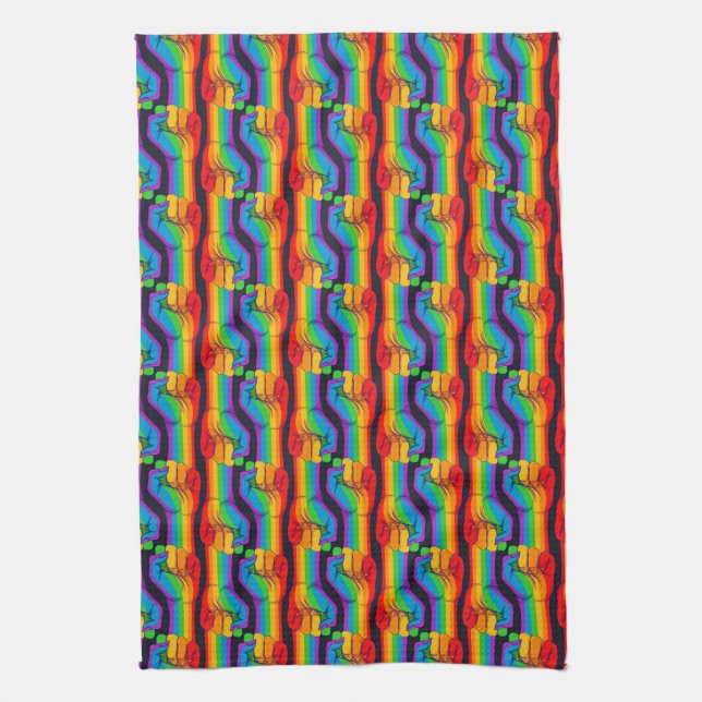 Rainbow Fist Pattern Tea Towel (Vertical)