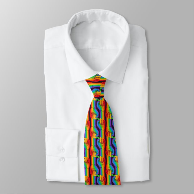 Rainbow Fist Pattern Tie (Tied)