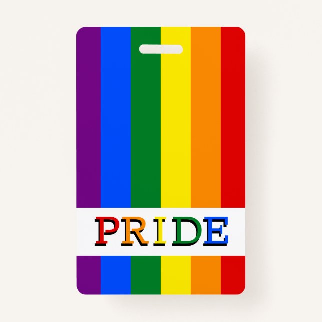 Rainbow Flag Badge & LGBT, Pride ID Badge (Front)