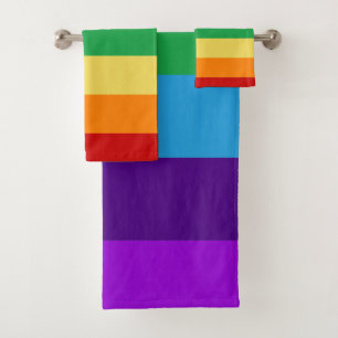 Rainbow flag bath towel set
