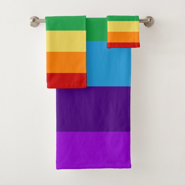 Rainbow flag bath towel set (Insitu)