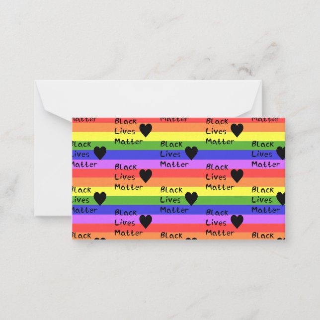 Rainbow Flag Black Lives Matter Text LGBTQ Card (Front)